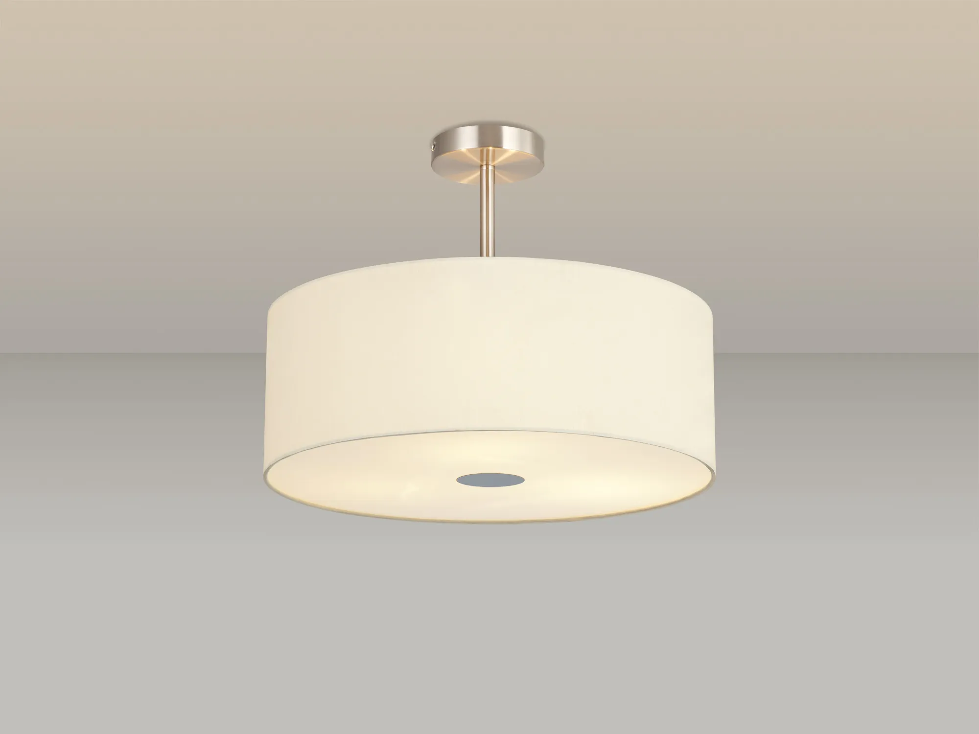 Baymont 50cm Semi Flush 3 Light Satin Nickel, Ivory Pearl, Frosted Diffuser DK0425  Deco Baymont SN IV